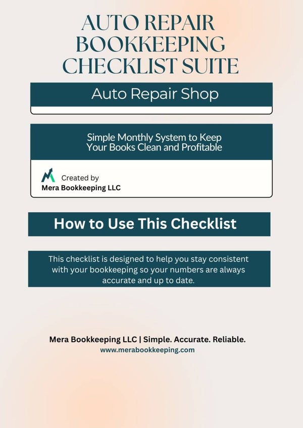 Auto Repair Bookkeeping Checklist Suite