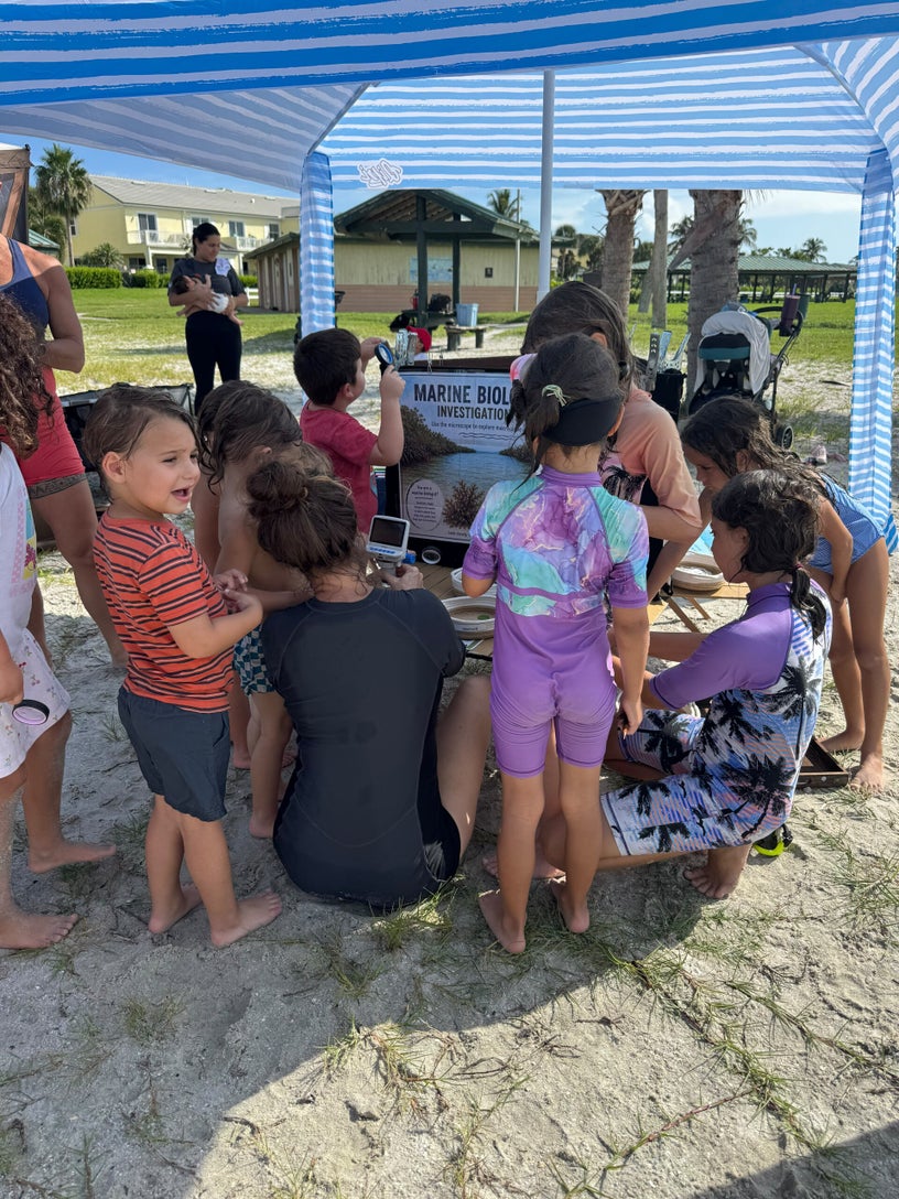 Children participating in the marine biology investigation lab