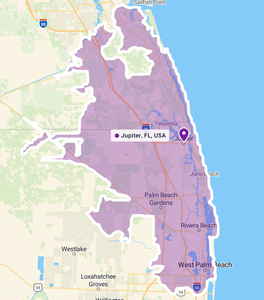 Northern Palm Beach Service Area Map