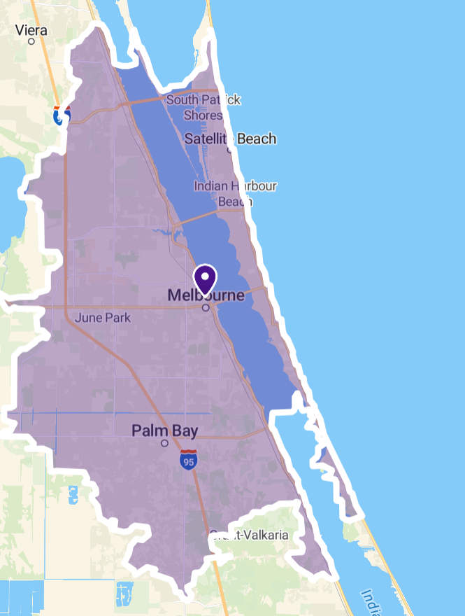 Southern Brevard Mainland Service Area Map