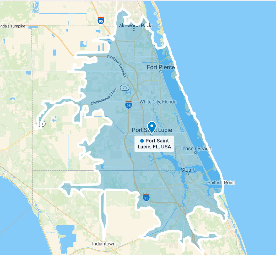 Southern Treasure Coast Service Area Map