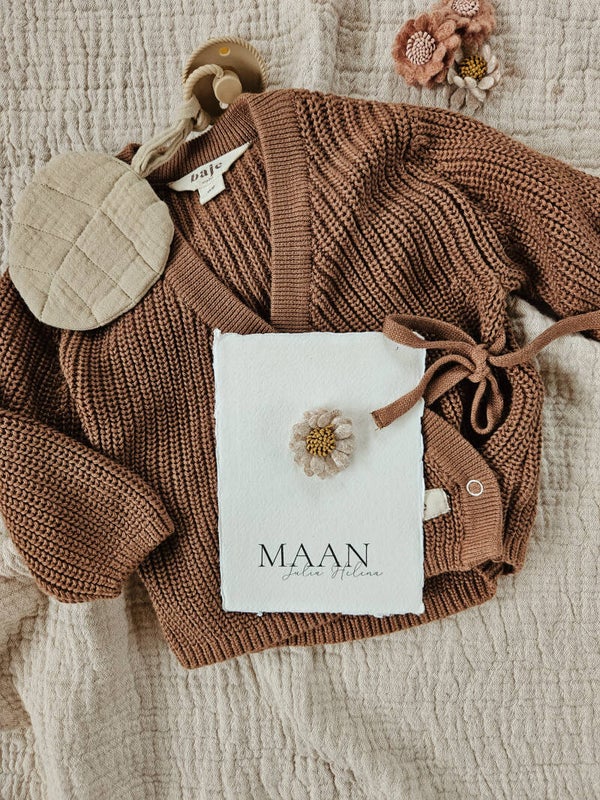 Stoffenbloem geboortekaartje