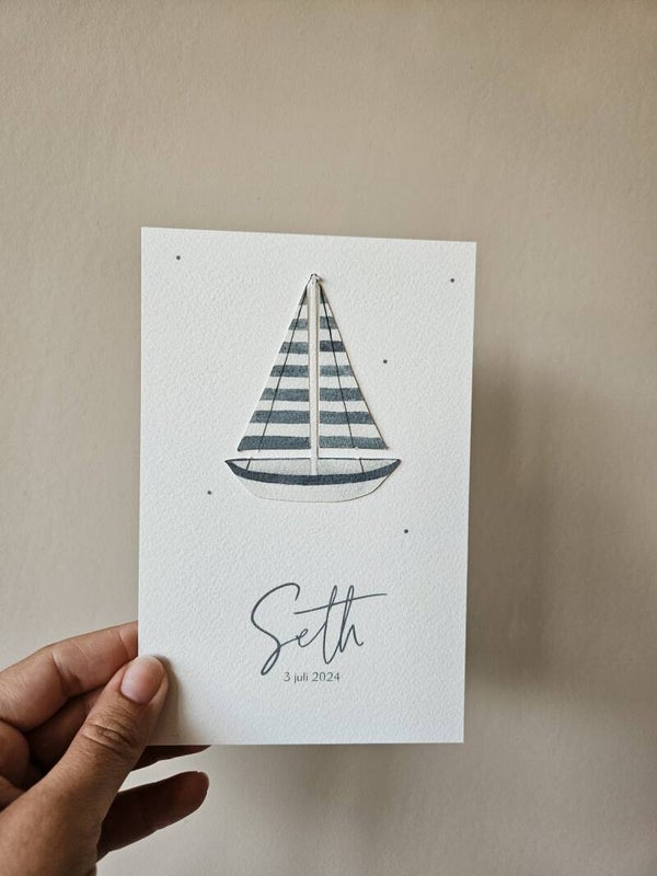 Geboortekaartje Seth - bootje