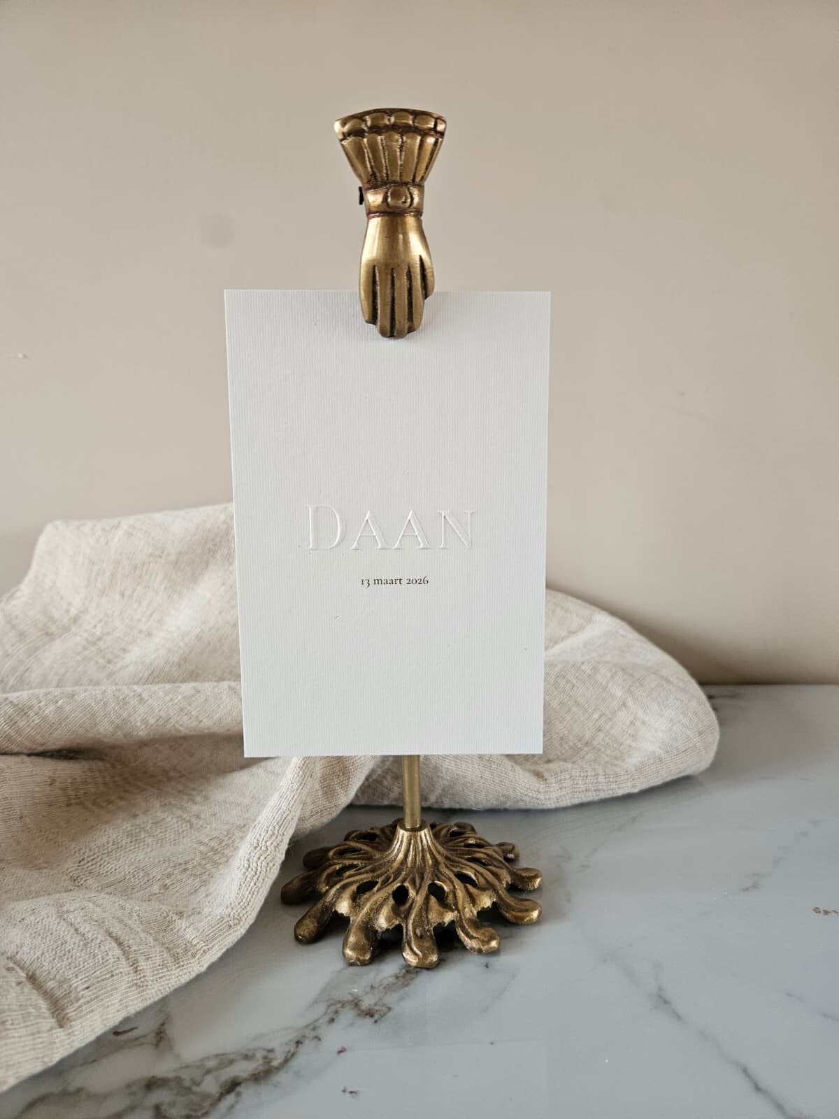 Geboortekaartje Daan met preeg