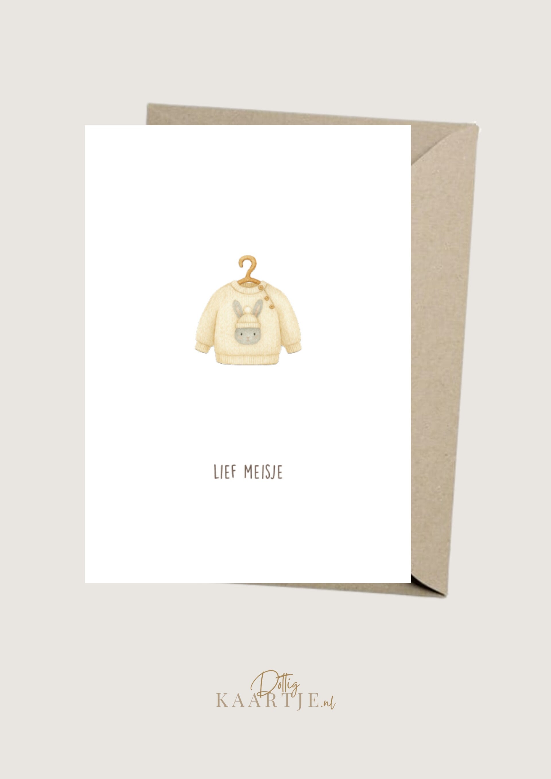 Wenskaart - meisje met haasjes trui
