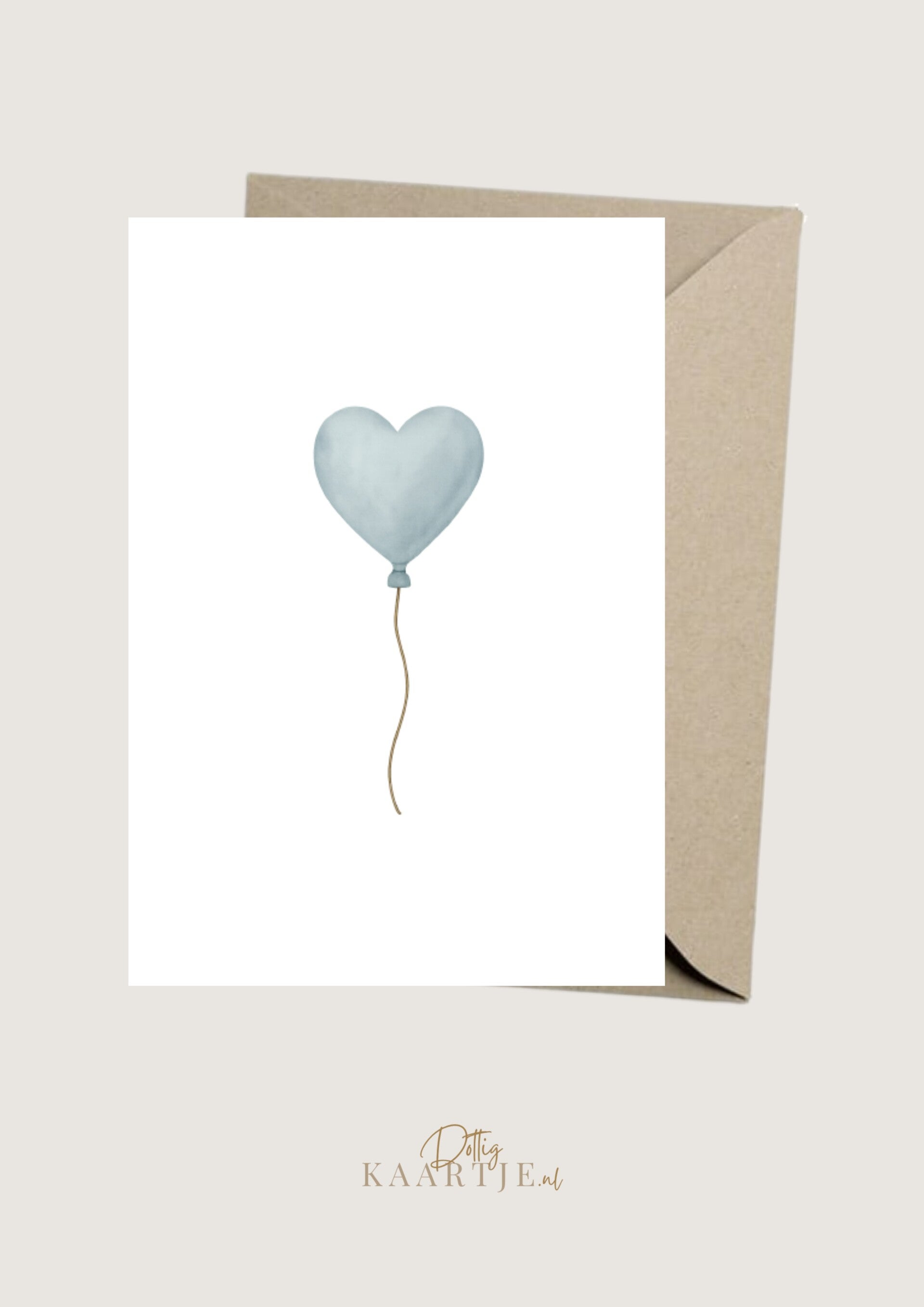 Wenskaart - blauwe hartjes ballon