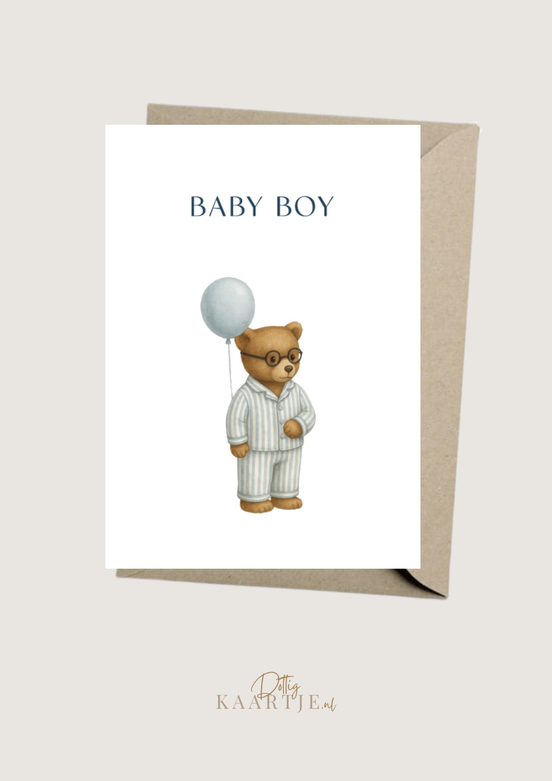 Wenskaar - beer  met blauwe pyjama