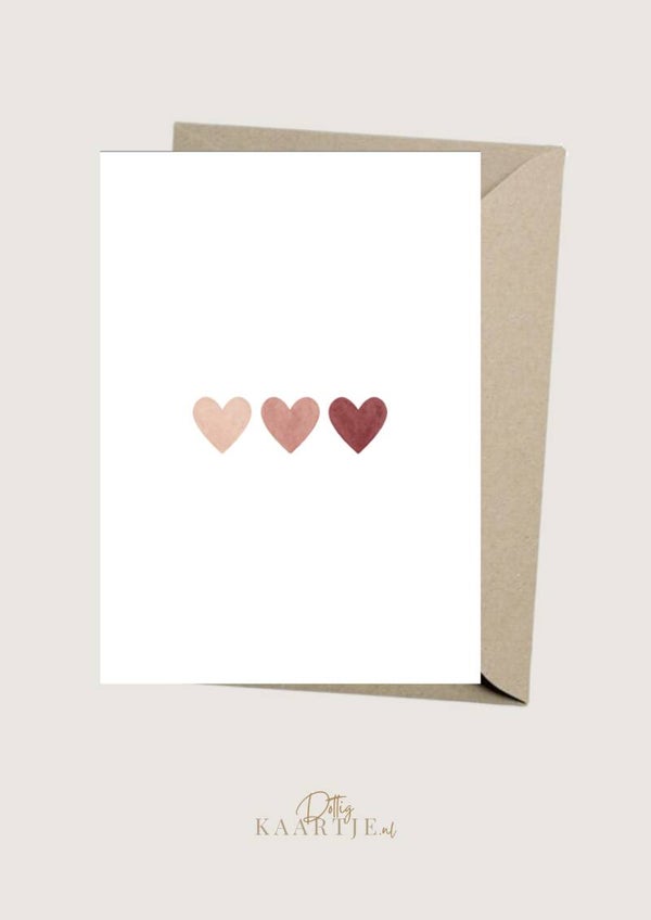 Wenskaart - watercolor hartjes