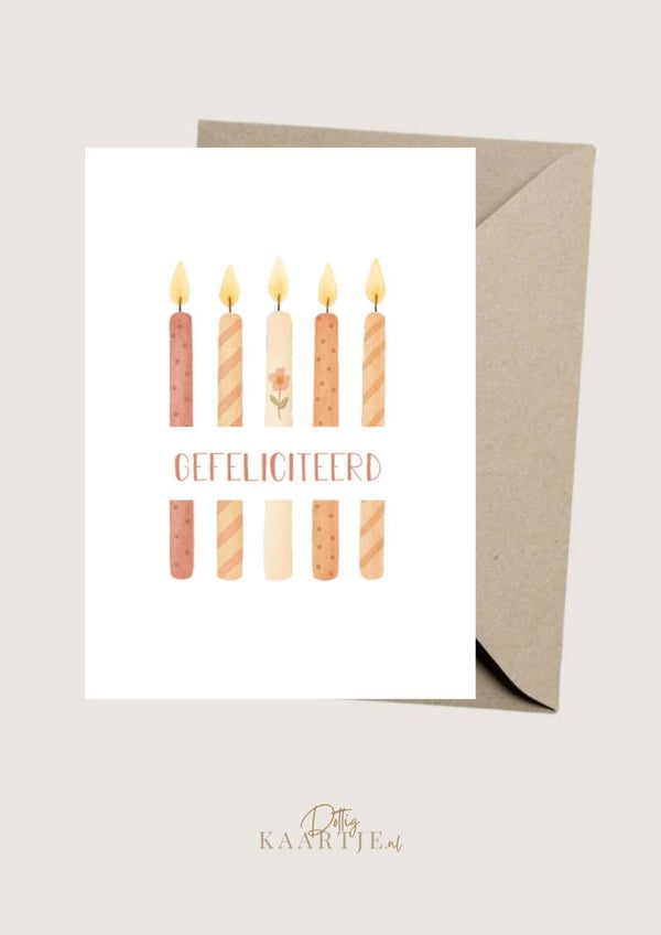 Wenskaart - Gefeliciteerd met kaarsen