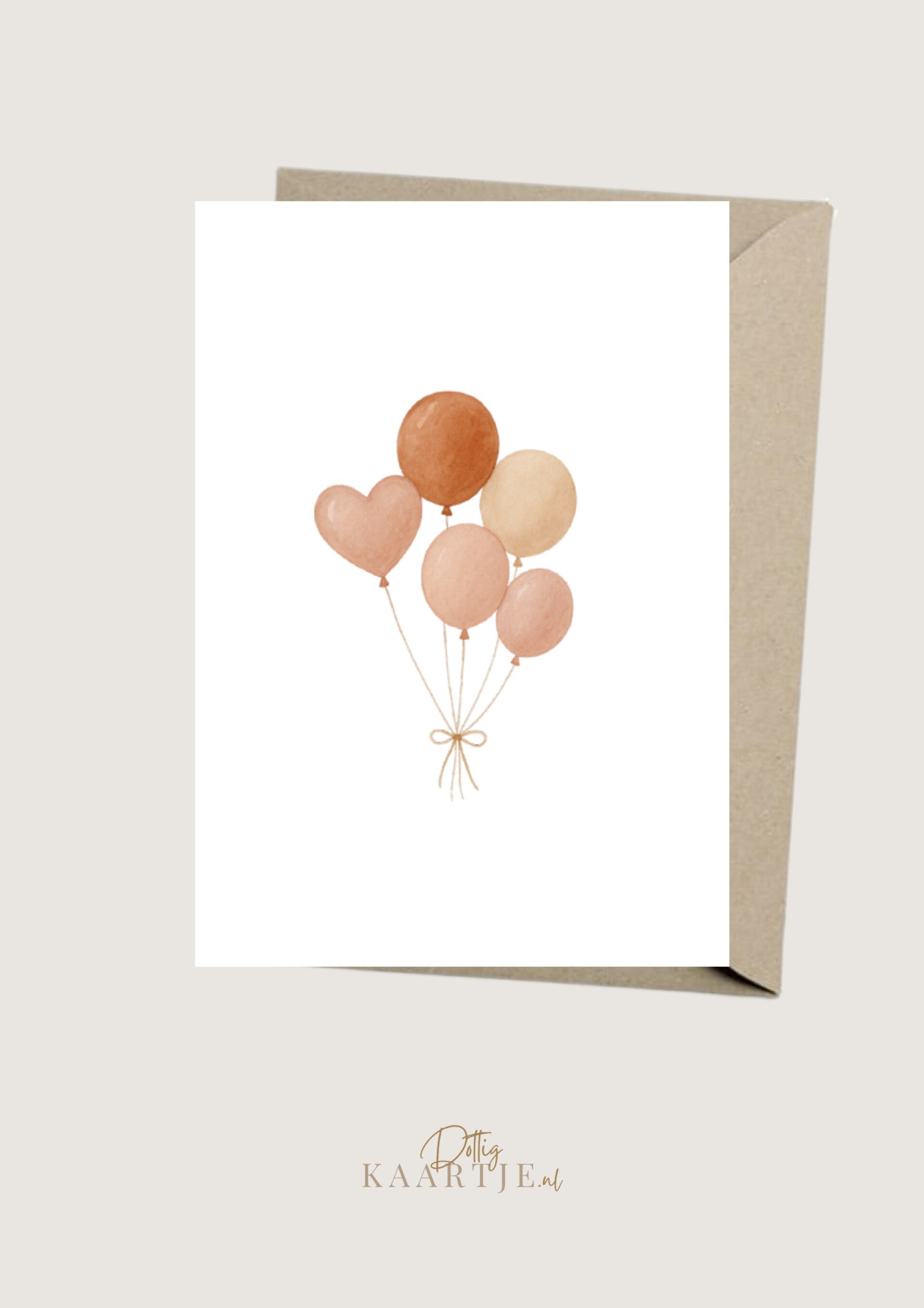 Wenskaart - ballonnen met hartjes ballon