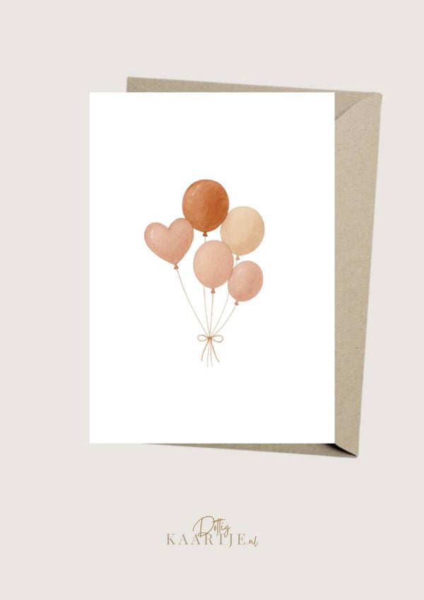 Wenskaart - ballonnen met hartjes ballon