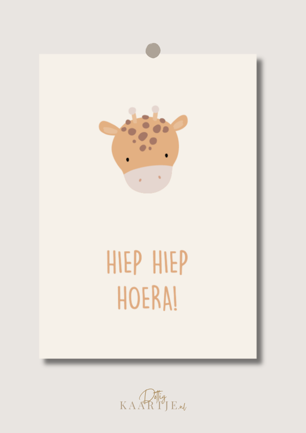 Wenskaart - Hiep hiep hoera! giraf