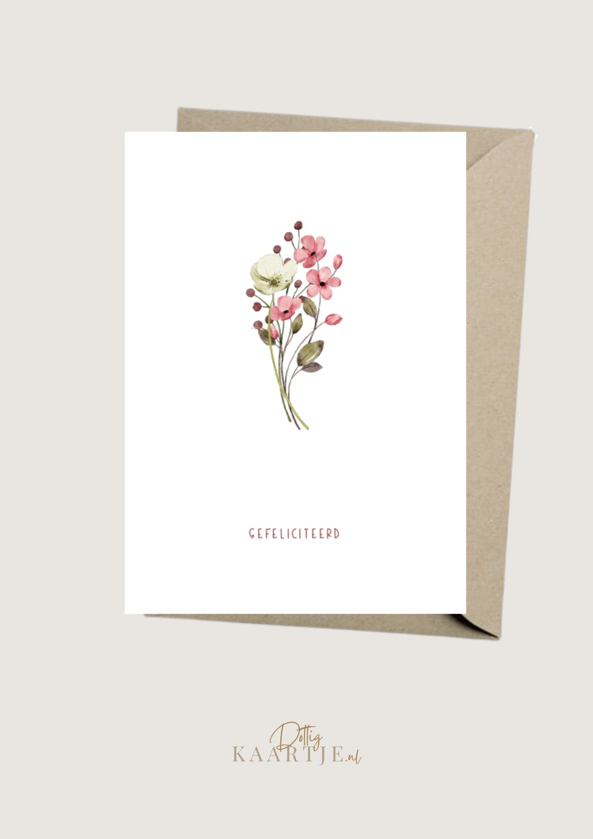 Wenskaart - gefeliciteerd met boeket