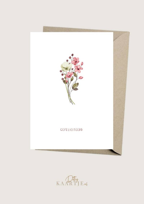 Wenskaart - gefeliciteerd met boeket