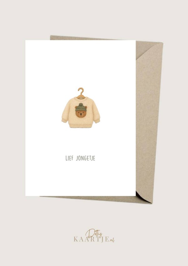 Wenskaarten - lief jongentje beren trui