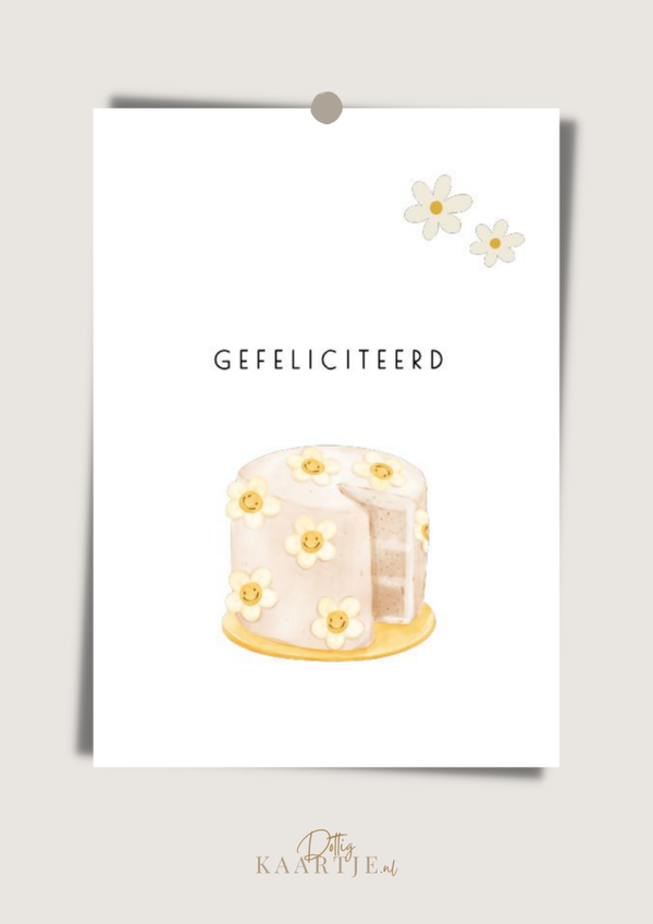 Wenskaart - Gefeliciteerd taart