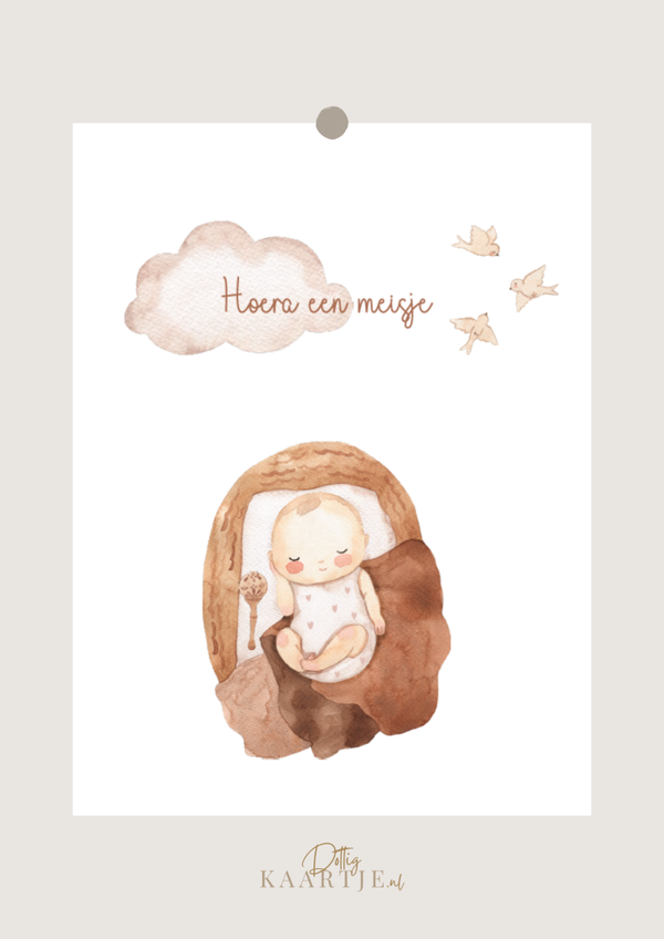 Wenskaart - Hoera een meisje