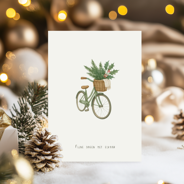 Kerstkaart - fiets fijne dagen