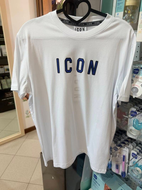 Maglia icon Bianca scritta blu