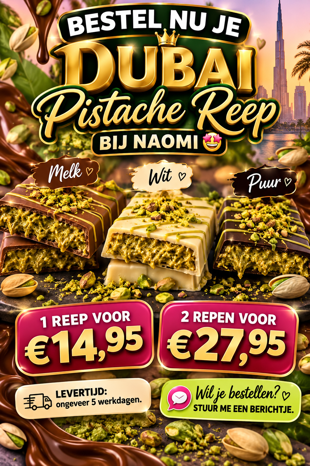 Dubai pistache reep