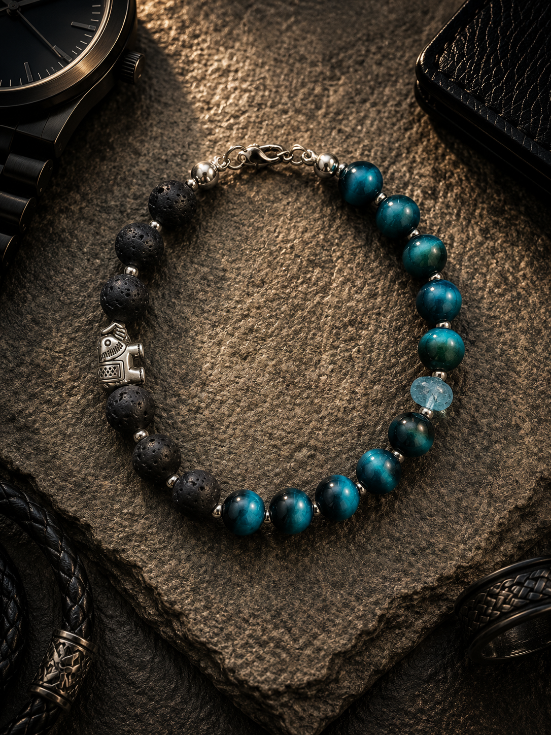 Bracciale Uomo - Lava e Blu Petrolio