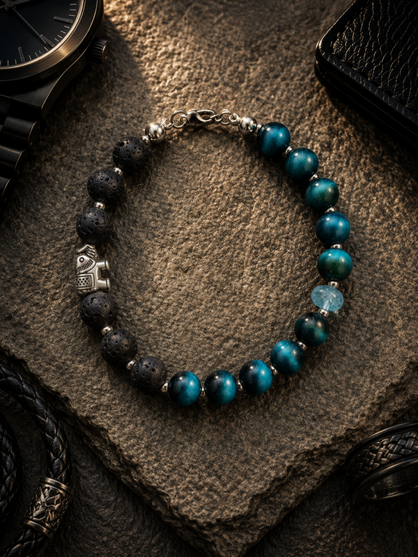 Bracciale Uomo - Lava e Blu Petrolio