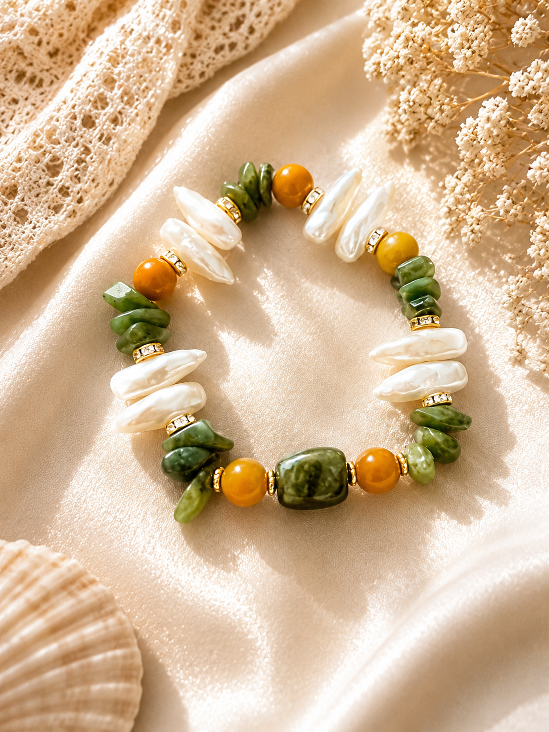 Bracciale Donna - Perle e Giada