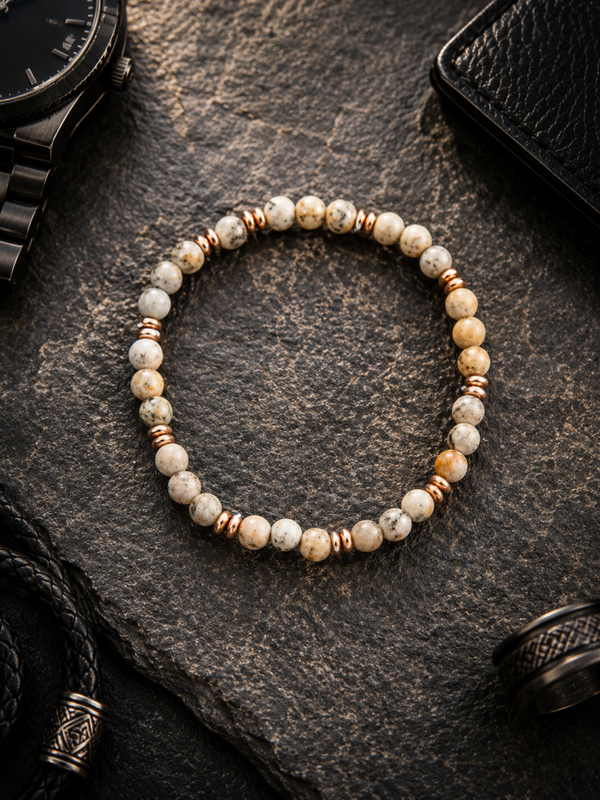 Bracciale Uomo - Beige e Oro Rosa