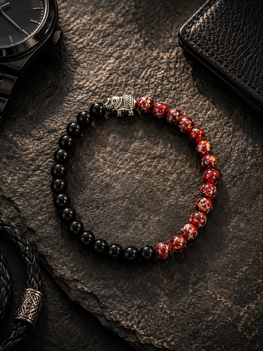Bracciale Uomo - Nero e Rosso