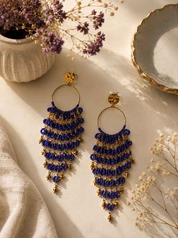 Orecchini Chandelier Blu