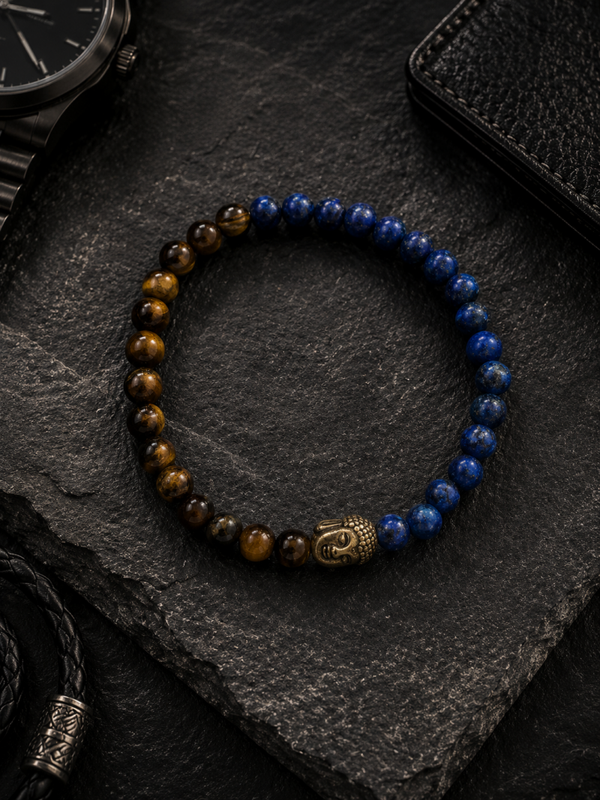 Bracciale Uomo - Blu e Occhio di tigre