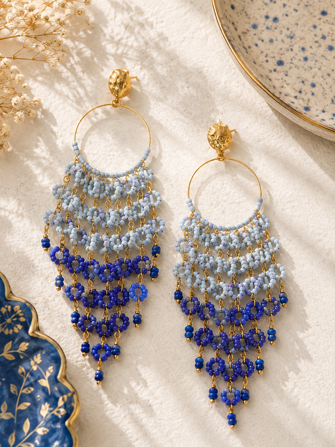 Orecchini Chandelier Azzurro e Blu