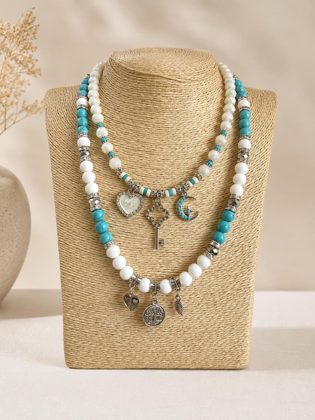 Collana Turchese & Perle Charms