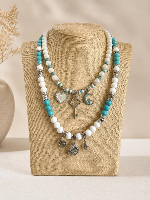 Collana Turchese & Perle Charms
