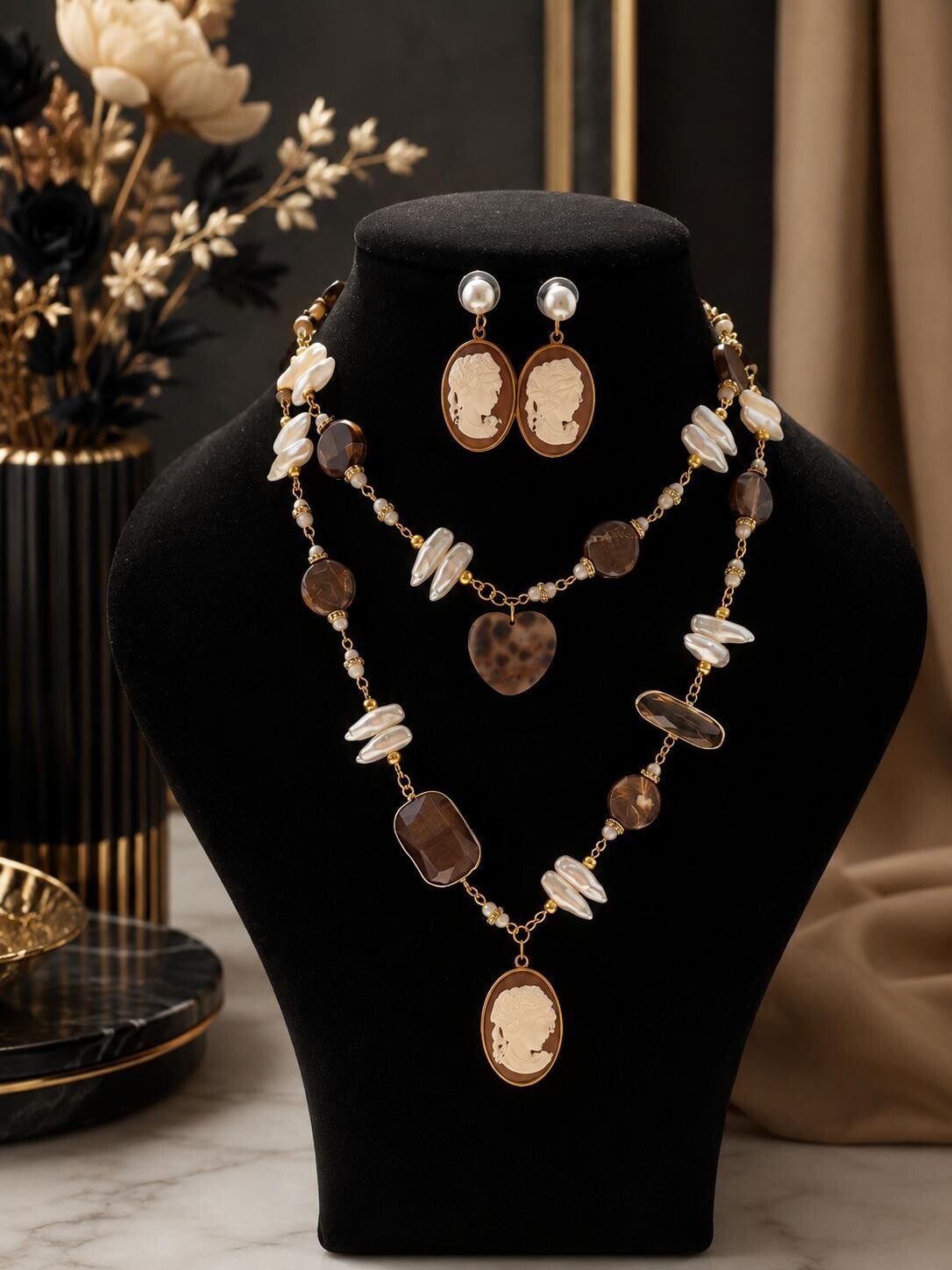Elegance Cameo” – Perle Barocche e Pietre Naturali