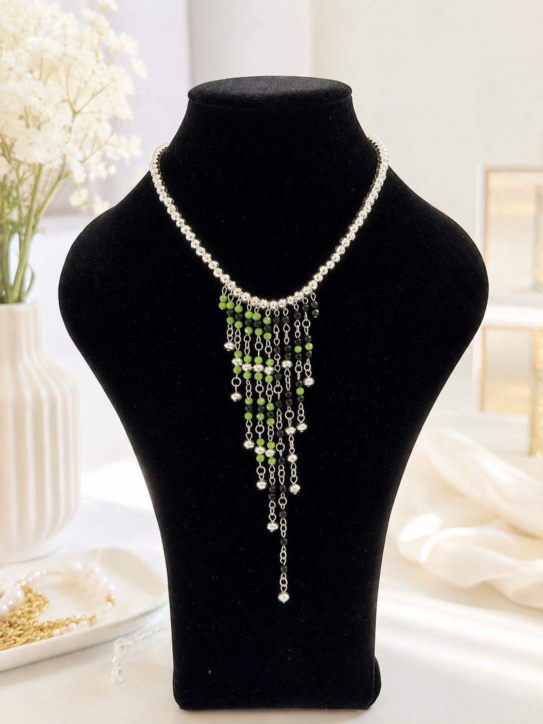 Collana Cascata Verde & Cristallo