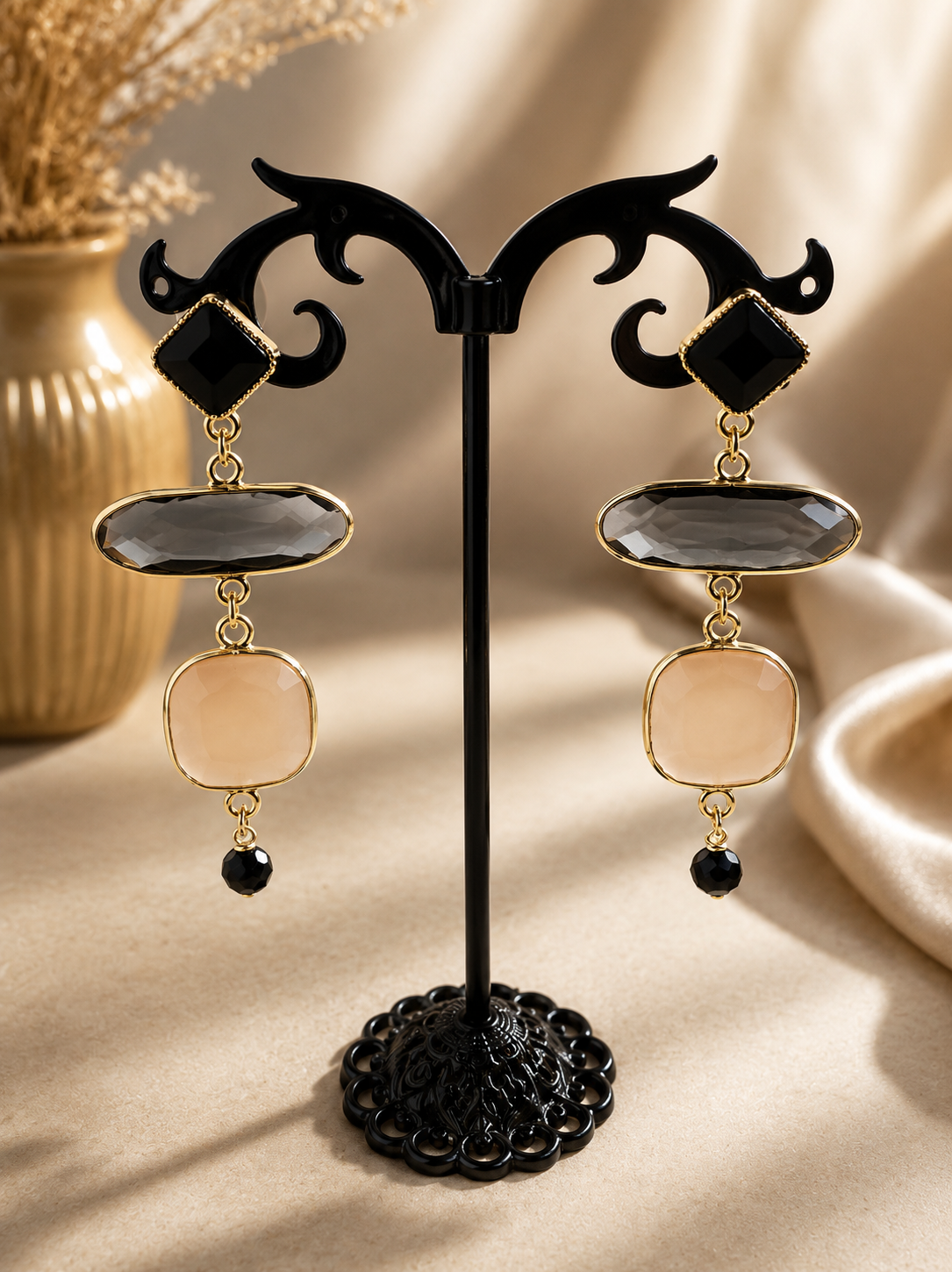 Orecchini Pendenti Beige & Noir