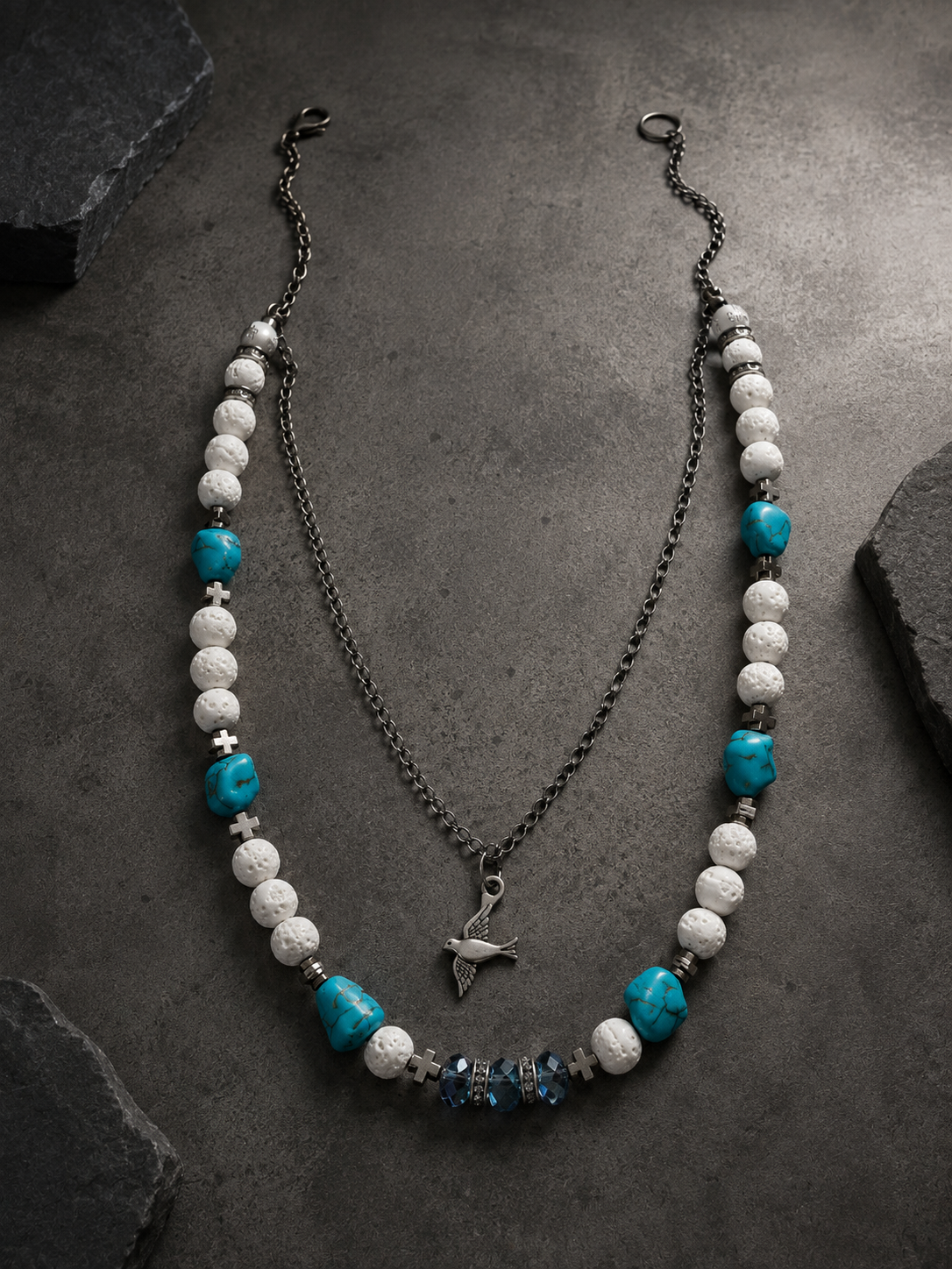 Collana Turchese e Lava Bianca
