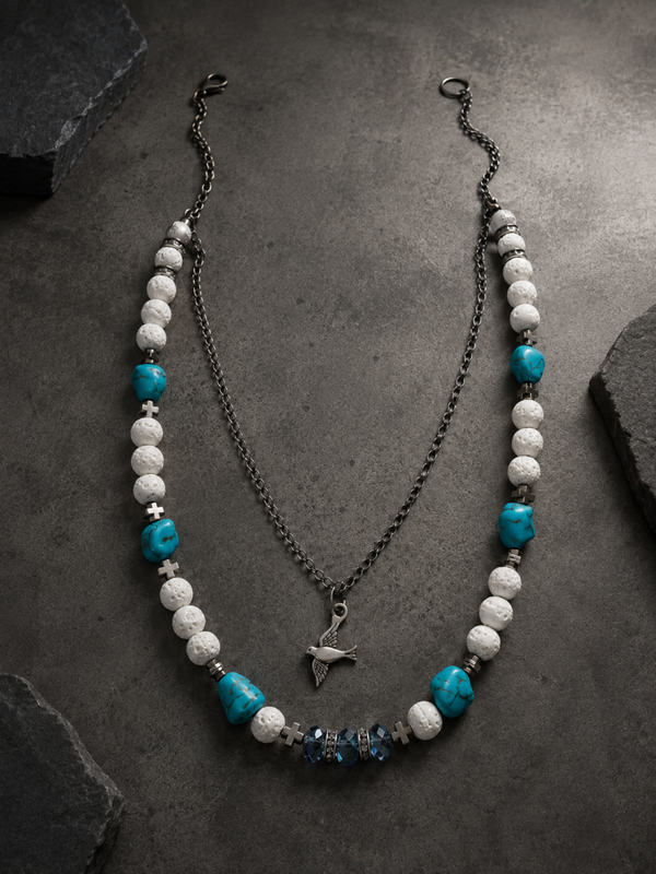 Collana Turchese e Lava Bianca