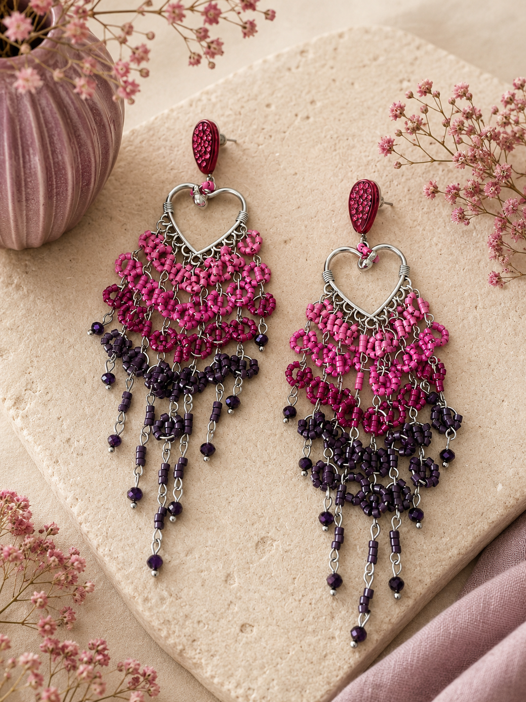 Orecchini Chandelier Fucsia