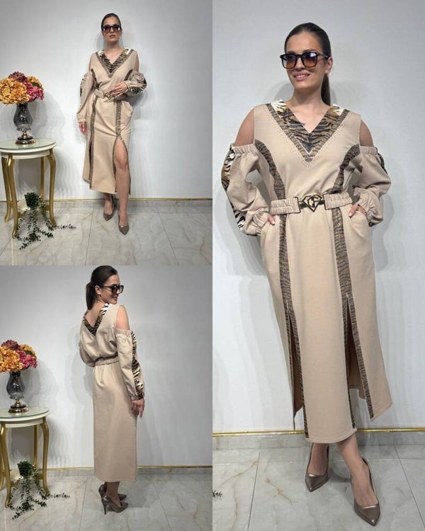 VESTIDO LEOPARD CHIC BEIGE