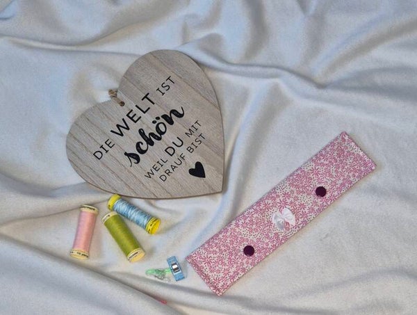 Nadeltäschli fürs Sockenstricken rosa Blümchen