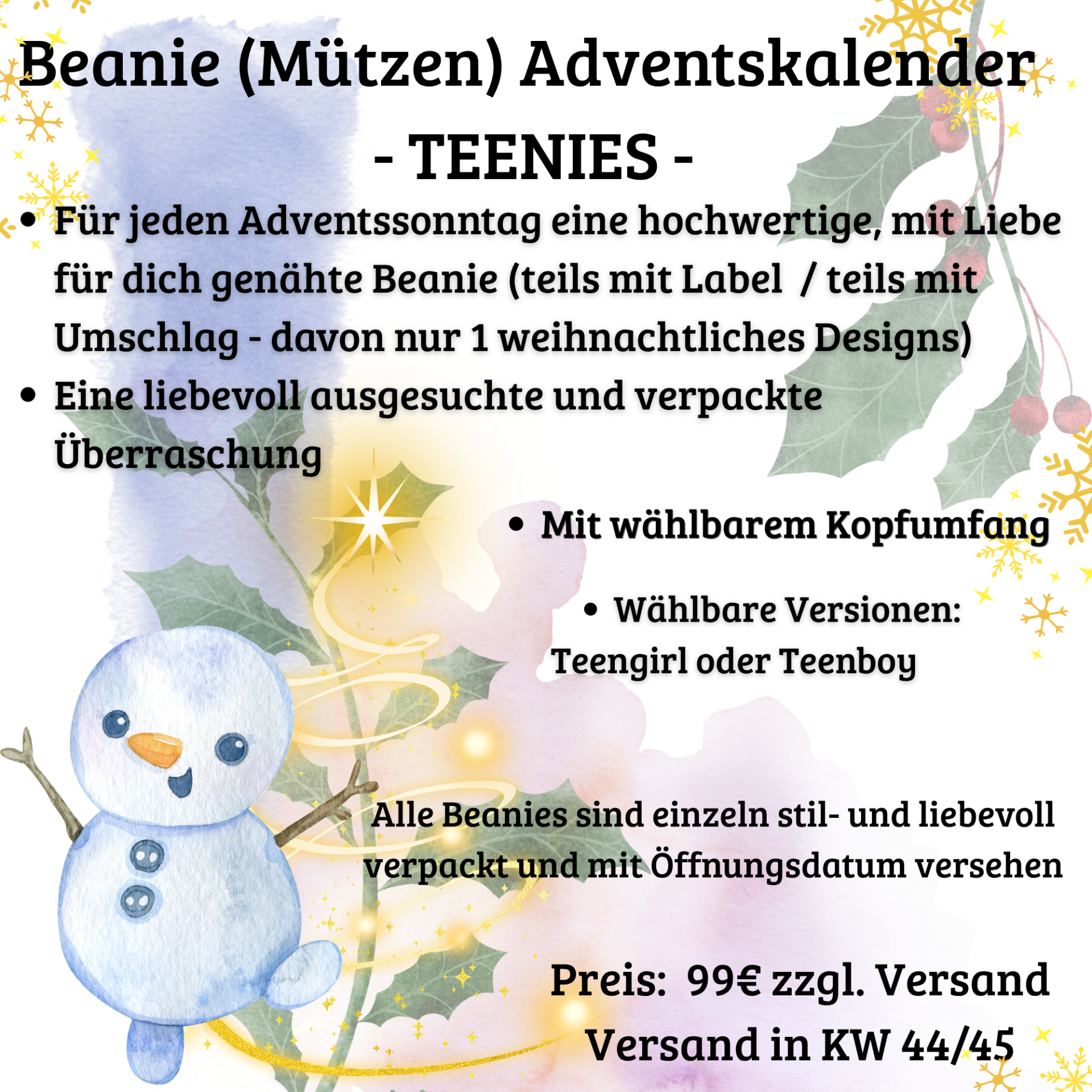 Beanie (Mützen) Adventskalender - TEENS - (Vorbestellung)