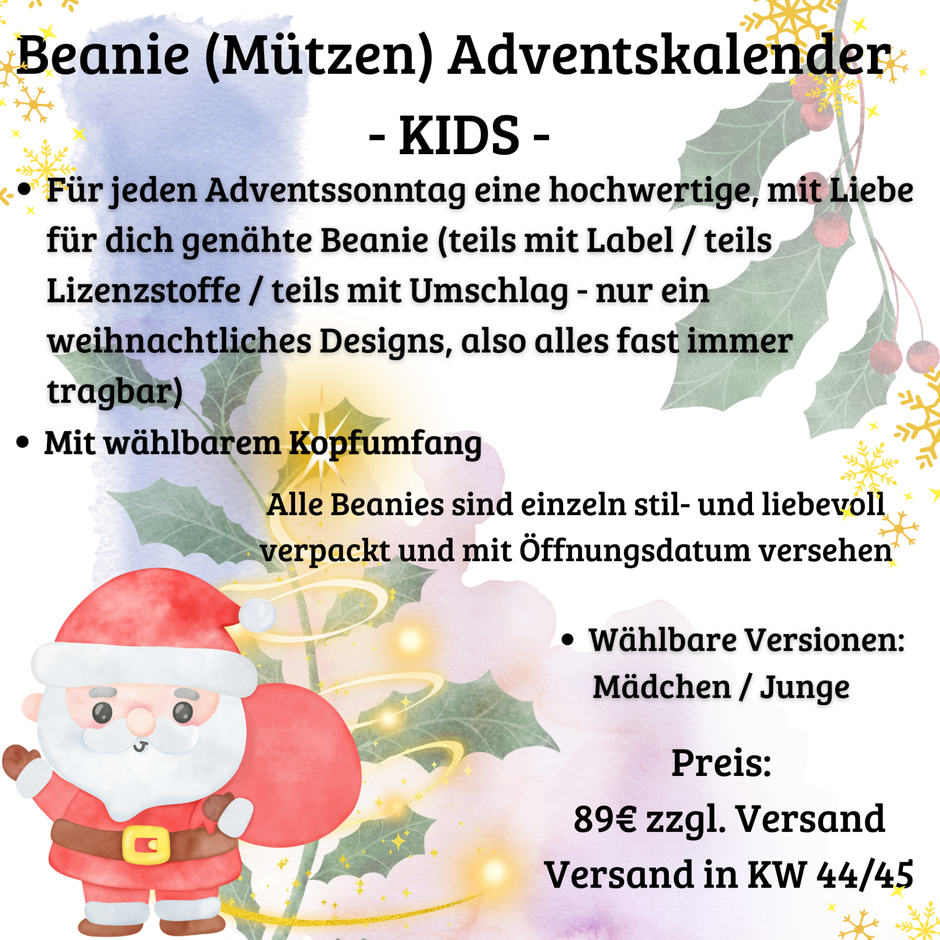 Beanie (Mützen) Adventskalender - KIDS - (Vorbestellung)