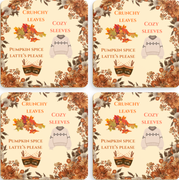 Coaster set x4 - crunchy leaves
