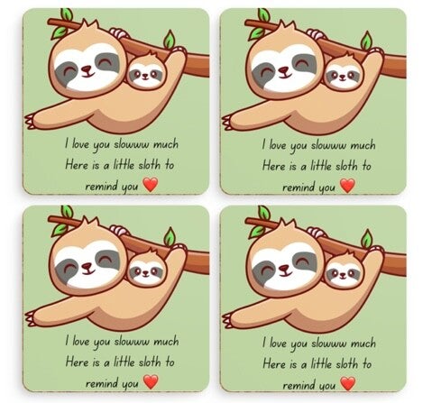 Coaster set x4 - Sloth