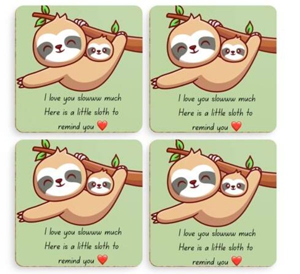 Coaster set x4 - Sloth