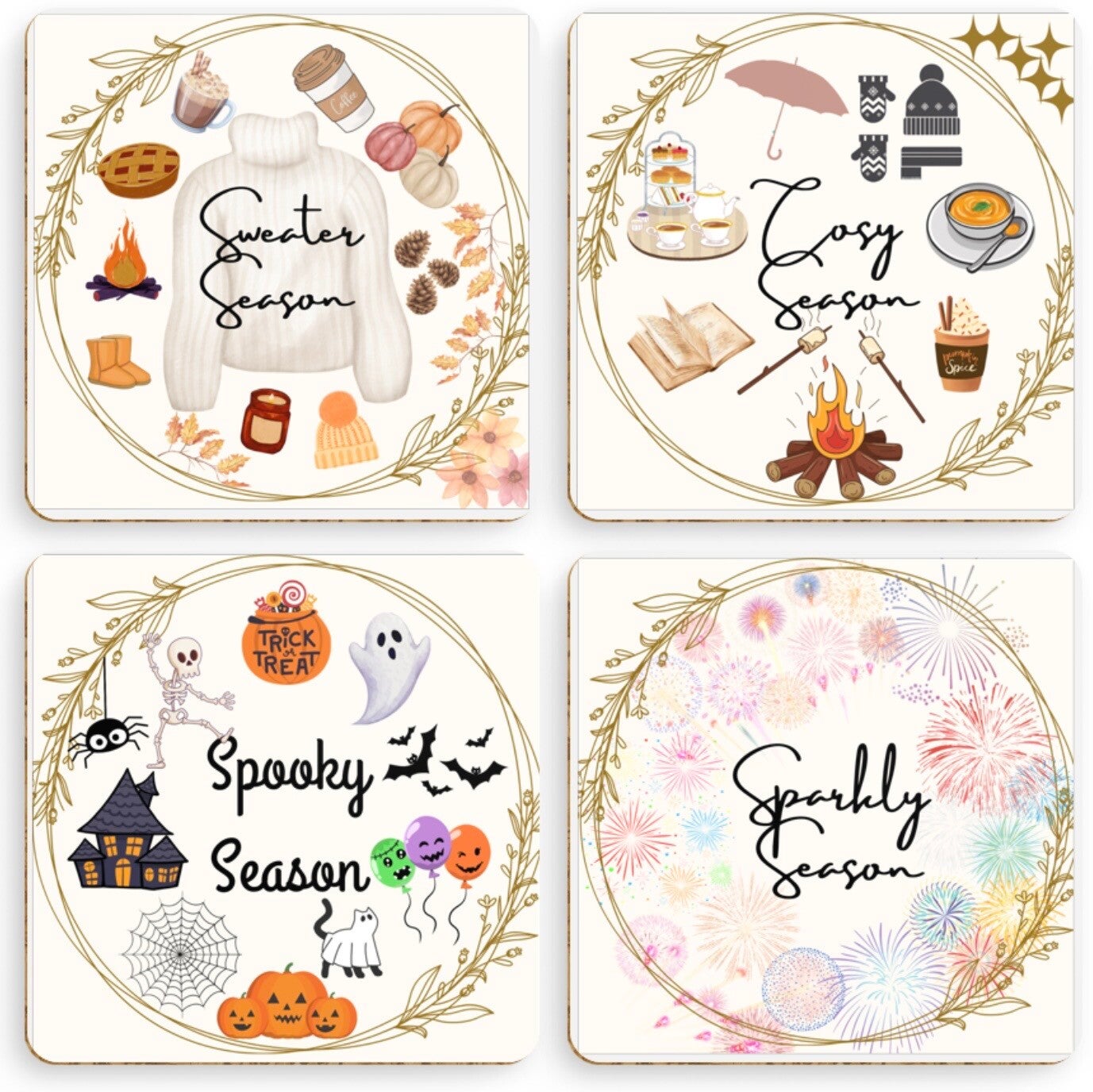 Coaster set x4 - Autumn