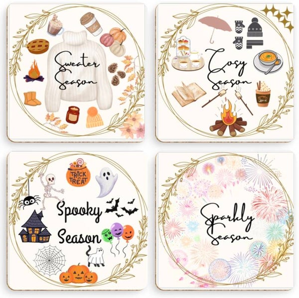 Coaster set x4 - Autumn