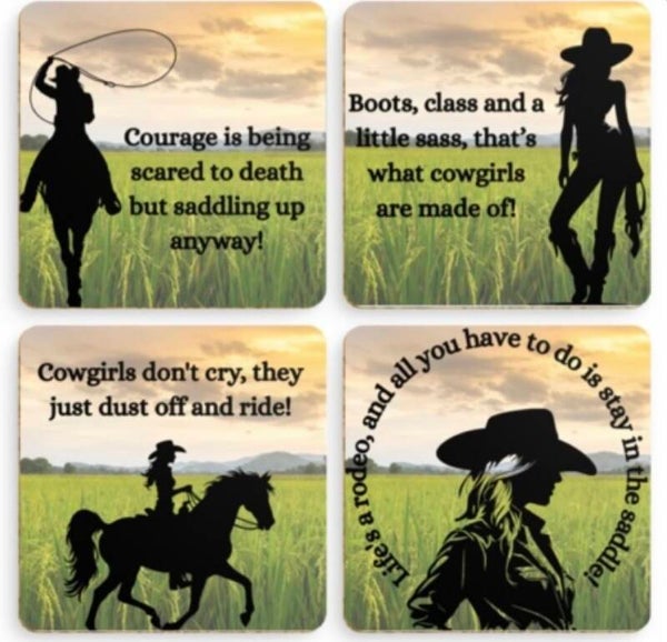 Coaster set x4 - cowgirl